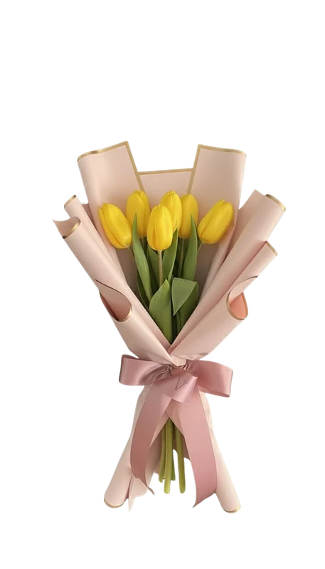 Ramo de seis tulipanes amarillos