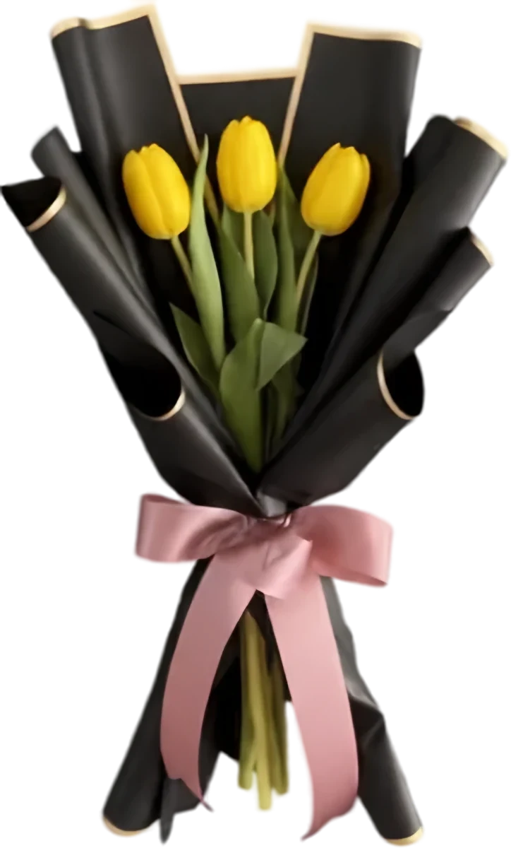 Ramo de tres tulipanes amarillos