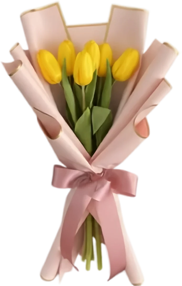 Ramo de seis tulipanes amarillos