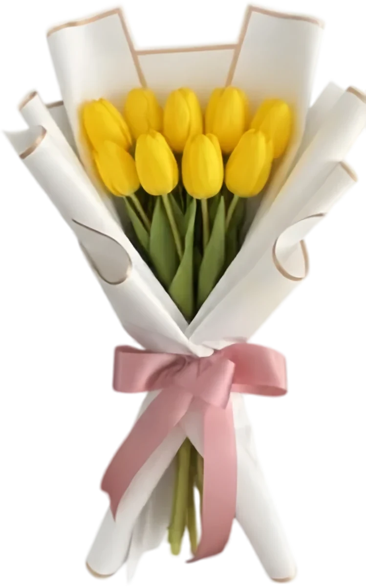 Ramo de nueve tulipanes amarillos